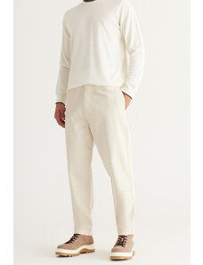 AC&Co / Altınyıldız Classics Men's Ecru Relax Fit Comfortable Cut 100% Cotton Trousers with Tie Waist