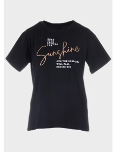 gsecret Γυναικείο t shirt κοντό μανίκι λαιμόκοψη "Sunshine" ΜΑΥΡΟ