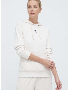 Βαμβακερή μπλούζα adidas Originals Essentials Regular Hoodie γυναικεία, χρώμα: μπεζ, με κουκούλα, IA6426