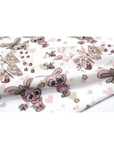 Dimcol ΠΑΝΑ ΦΑΝΕΛΑ bebe Bunnies 30 80X80 White-Coral 100% Cotton Flannel