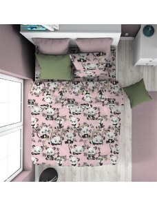 Dimcol ΠΑΠΛΩΜΑΤΟΘΗΚΗ ΕΜΠΡΙΜΕ kids Panda Bear 97 160X240 Pink 100% Cotton Flannel