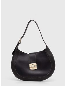 Δερμάτινη τσάντα Furla χρώμα: μαύρο