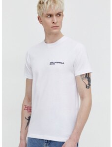 Βαμβακερό μπλουζάκι Karl Lagerfeld Jeans ανδρικά, χρώμα: άσπρο