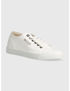 Πάνινα παπούτσια Tommy Jeans TJW FOXING SNEAKER CANVAS χρώμα: άσπρο, EN0EN02588