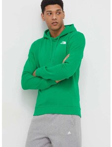 Βαμβακερή μπλούζα The North Face χρώμα: πράσινο, με κουκούλα