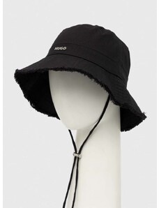 Βαμβακερό καπέλο HUGO χρώμα: μαύρο
