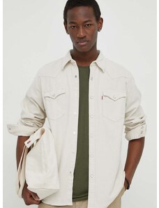 Βαμβακερό πουκάμισο Levi's ανδρικό, χρώμα: γκρι