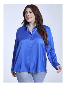Celestino Ασύμμετρο σατέν πουκάμισο μπλε ελεκτρικ για Γυναίκα