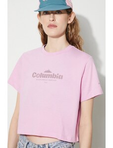Βαμβακερό μπλουζάκι Columbia North Cascades γυναικεία, χρώμα: ροζ 1930051