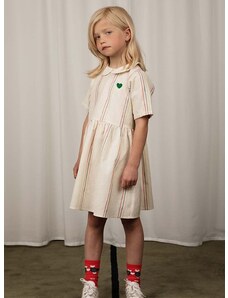 Φόρεμα με μείγμα από λινό για παιδιά Mini Rodini χρώμα: άσπρο