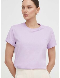 Βαμβακερό μπλουζάκι Patrizia Pepe γυναικεία, χρώμα: μοβ