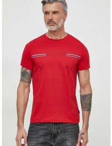 Βαμβακερό μπλουζάκι Tommy Hilfiger ανδρικά, χρώμα: κόκκινο