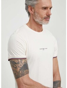 Βαμβακερό μπλουζάκι Tommy Hilfiger χρώμα: μπεζ