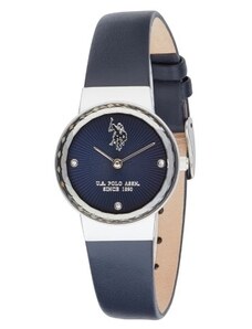 U.S. POLO Angelique - USP8254BL, Silver case with Blue Leather Strap