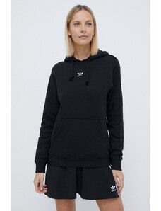 Βαμβακερή μπλούζα adidas Originals γυναικεία, χρώμα μαύρο, με κουκούλα
