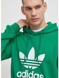 Βαμβακερή μπλούζα adidas Originals Adicolor Classics Trefoil χρώμα: πράσινο, με κουκούλα, IM9403
