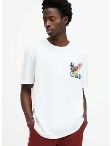 Βαμβακερό μπλουζάκι AllSaints ROLLER ανδρικό, χρώμα: άσπρο