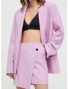 Φούστα από μείγμα μαλλιού Karl Lagerfeld χρώμα: ροζ