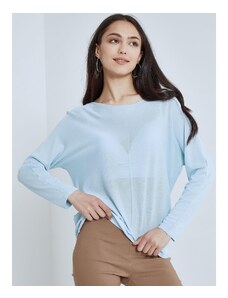 Celestino Μονόχρωμη μπλούζα με διακοσμητική ραφή γαλαζιο για Γυναίκα