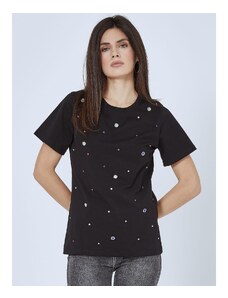 Celestino T-shirt με πέτρες strass μαυρο για Γυναίκα