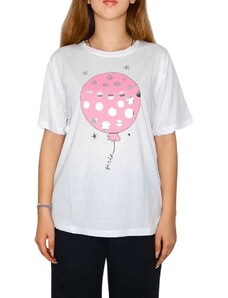 Vactive Γυναικείο κοντομάνικο μπλουζάκι με στάμπα μπαλόνι λευκό/ροζ - Large