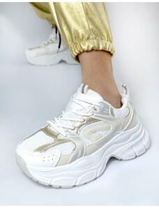 INSHOES Βasic sneakers με διπλή chunky σόλα Λευκό/Χρυσό