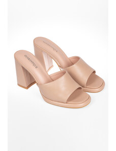 issue Mules με χοντρό τακούνι - Nude - 011011