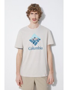 Βαμβακερό μπλουζάκι Columbia ανδρικά, χρώμα μπεζ 1888813