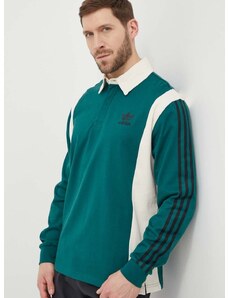 Βαμβακερή μπλούζα με μακριά μανίκια adidas Originals Rugby 0 χρώμα: πράσινο 0 IU0210