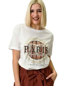 Potre Γυναικείο T-shirt με σχέδιο και στρας PARIS