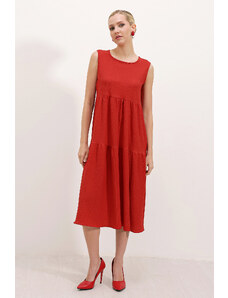Bigdart 2448 Zero Sleeve Long Knitted Dress - Red