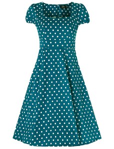 PerfectDress.gr vintage φόρεμα πουά Claudia πετρόλ