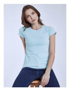 Celestino T-shirt με πέρλες σιελ για Γυναίκα