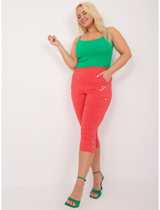 Fashionhunters Coral 3/4 plus size trousers with pockets