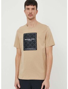 Βαμβακερό μπλουζάκι Michael Kors ανδρικά, χρώμα: μπεζ
