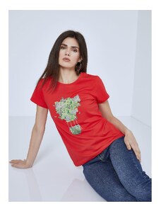 Celestino T-shirt με αερόστατο κοκκινο για Γυναίκα