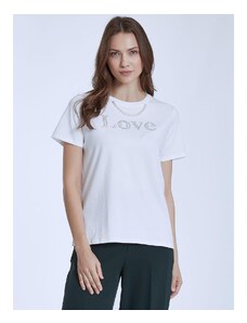 Celestino T-shirt με πέρλες και strass λευκο για Γυναίκα