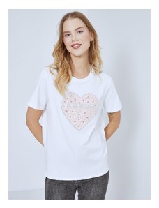 Celestino T-shirt amour με strass λευκο ροζ για Γυναίκα