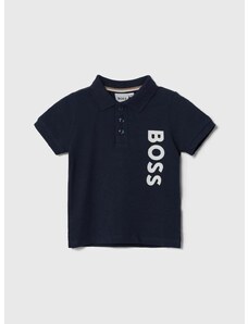 Βρεφικά βαμβακερά μπλουζάκια πόλο BOSS χρώμα: ναυτικό μπλε