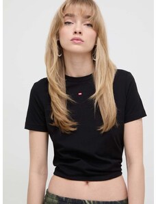 Βαμβακερό μπλουζάκι Diesel γυναικεία, χρώμα: μαύρο