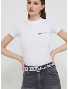 Βαμβακερό μπλουζάκι Karl Lagerfeld Jeans γυναικεία, χρώμα: άσπρο