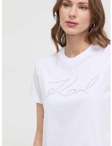 Βαμβακερό μπλουζάκι Karl Lagerfeld γυναικεία, χρώμα: άσπρο