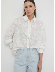 Βαμβακερό πουκάμισο Bruuns Bazaar χρώμα: άσπρο