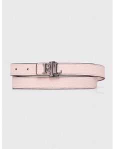 Αναστρέψιμη δερμάτινη ζώνη Lauren Ralph Lauren χρώμα: ροζ