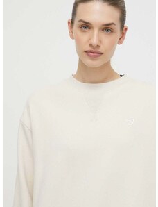 Βαμβακερή μπλούζα New Balance γυναικεία, χρώμα: μπεζ