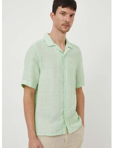 Πουκάμισο από λινό Calvin Klein χρώμα: πράσινο