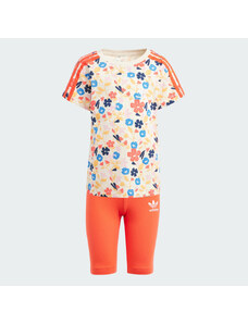 Adidas Floral Cycling Shorts and Tee Set
