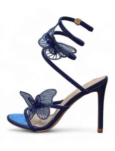 Joy Fashion House Avant-Garde πέδιλο με strass και πεταλούδες μπλε