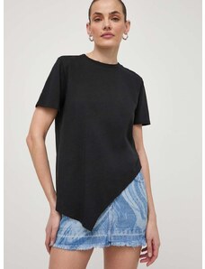 Βαμβακερό μπλουζάκι Patrizia Pepe γυναικεία, χρώμα: μαύρο