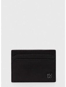 Δερμάτινη θήκη για κάρτες HUGO χρώμα: μαύρο